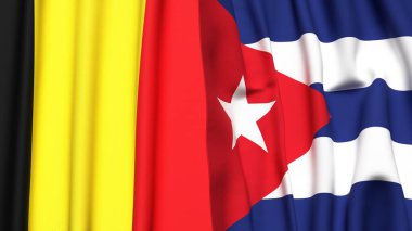 Gerçekçi kumaş desenli BELGUM ve CUBA bayrakları