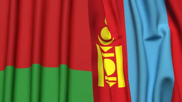 Gerçekçi kumaş dokusuna sahip Bayraklar: BELARUS ve Mongol