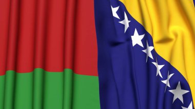 Gerçekçi kumaşlı Bayraklar ve BOSNIA