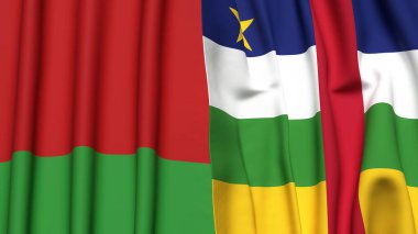 BELARUS ve Orta Afrika Cumhuriyeti bayrakları gerçekçi kumaş dokusuyla