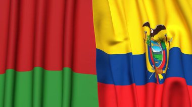 BeLARUS ve Ekvador 'un gerçekçi kumaş dokusuna sahip bayrakları