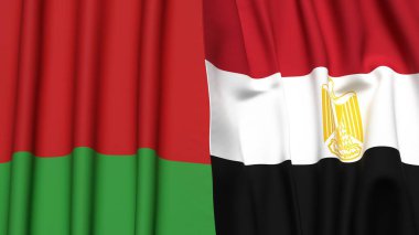 BeLARUS ve EGYPT bayrakları gerçekçi kumaş dokusuyla