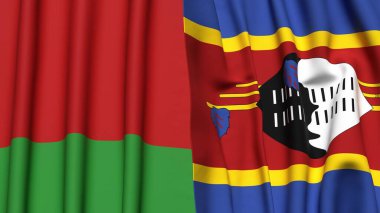 BeLARUS ve Eswatini 'nin bayrakları gerçekçi kumaş dokusuyla