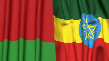 BeLARUS ve ETHIOPIA bayrakları gerçekçi kumaş dokusuna sahip