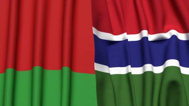 GAMBIA ve BELARUS bayrakları gerçekçi kumaş dokusuna sahiptir.