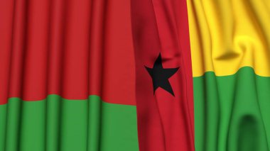 Gerçekçi kumaş dokusuna sahip Bayraklar ve Gine-BISSAU