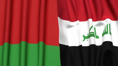 BeLARUS ve IRAQ bayrakları gerçekçi kumaş dokusuyla