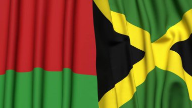 BeLARUS ve JAMAICA 'nın gerçekçi kumaş dokusuyla bayrakları