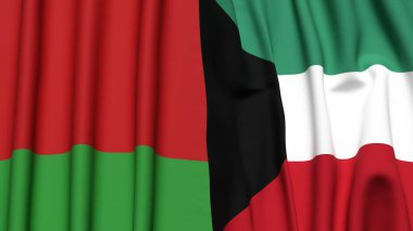 Gerçekçi kumaşlı Bayraklar ve KUWAIT