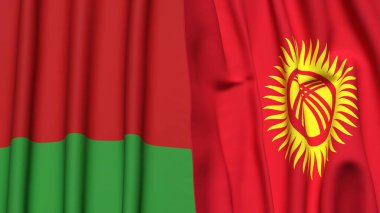 BeLARUS ve KYRGYZSTAN bayrakları gerçekçi kumaş dokusuyla