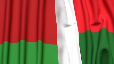 Gerçekçi kumaş dokusuna sahip BELARUS ve MADAGASCAR bayrakları