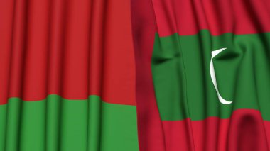 Gerçekçi kumaş desenli Bayraklar ve Maldivler