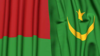 Gerçekçi kumaş dokusuna sahip Bayraklar: Bayraklar: