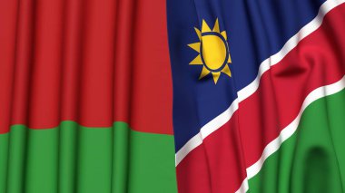 Gerçekçi kumaş dokusuna sahip BELARUS ve NAMIBIA bayrağı