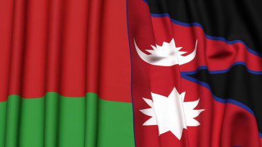 Gerçekçi kumaşlı Bayraklar ve NEPAL