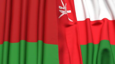 Bayraklar BeLARUS ve OMAN 'ın gerçekçi kumaş dokusuyla
