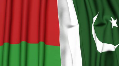 Gerçekçi kumaş dokusuna sahip BELARUS ve PAKISTAN bayrakları