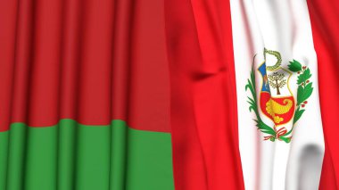 BeLARUS ve Peru 'nun gerçekçi kumaşlı bayrakları