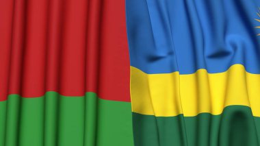 BeLARUS ve Rwanda bayrakları gerçekçi kumaş dokusuyla