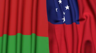 Gerçekçi kumaşlı Bayraklar ve SAMOA