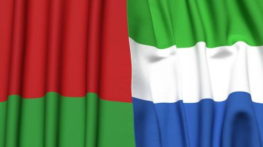 Gerçekçi kumaş dokusuna sahip Belarus ve Sierra Leone bayrakları