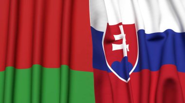 Bayraklar: Belarus ve SLOVAKIA Gerçekçi kumaş dokusuyla