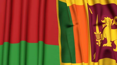 Gerçekçi kumaş dokusuna sahip BELARUS ve SRI LANKA bayrakları