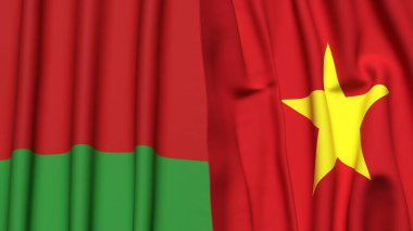BELARUS ve VİETNAM bayrakları gerçekçi kumaş dokusuyla