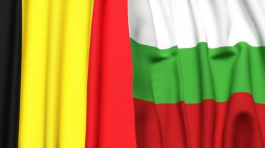 Gerçekçi kumaş dokusuna sahip BELGIUM ve BÜLGARYA bayrakları