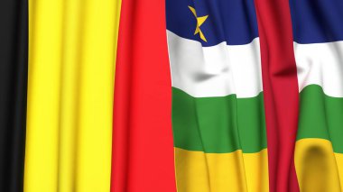 BELGIUM ve Orta Afrika Cumhuriyeti bayrakları gerçekçi kumaş dokusuna sahip