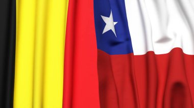 Gerçekçi kumaş dokusuna sahip Belçika ve Şili bayrakları