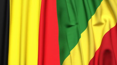 Bayraklar BELGIUM ve CONGO R gerçekçi kumaş dokusuna sahip