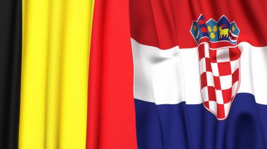 Gerçekçi kumaş dokusuna sahip Bayraklar BELGUM ve CROATIA