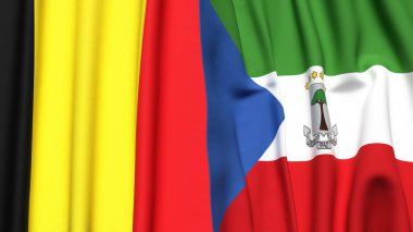 Bayraklar BELGIUM ve Eşitlikçi Guinea Gerçekçi kumaş dokusuyla