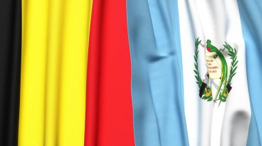 Gerçekçi kumaş dokusuna sahip Belçika ve Guatemala bayrakları