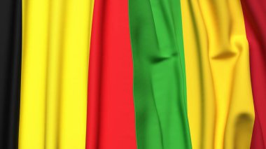 Gerçekçi kumaş dokusuna sahip Belgium ve Mali bayrakları