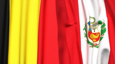 Gerçekçi kumaşlı Belçika ve Peru bayrakları