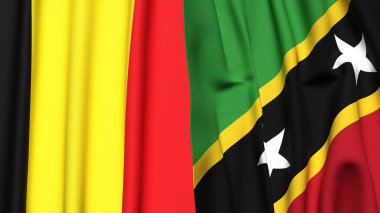 Gerçekçi kumaş desenli Bayraklar ve Aziz Kitts