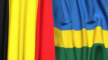 Gerçekçi kumaşlı Bayraklar BELGIUM ve Rwanda