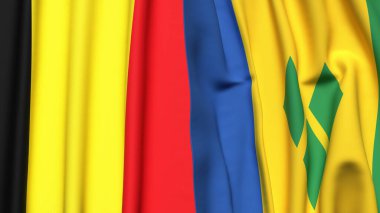 Gerçekçi kumaş dokusuna sahip Bayraklar ve Aziz Venedik