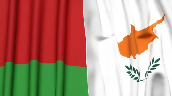 Gerçekçi kumaş dokusuna sahip BELARUS ve CYPRUSS bayrakları