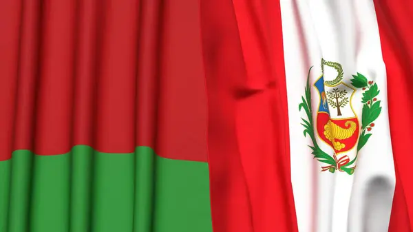 BeLARUS ve Peru 'nun gerçekçi kumaşlı bayrakları