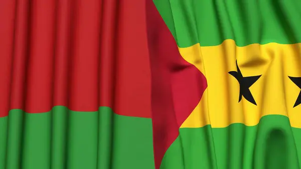 Gerçekçi kumaş dokusuna sahip Bayraklar ve SAO TOME