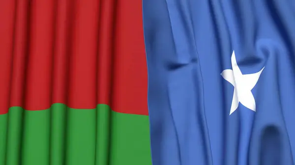 Bayraklar BeLARUS ve SOMALIA Gerçekçi kumaş dokusuna sahip