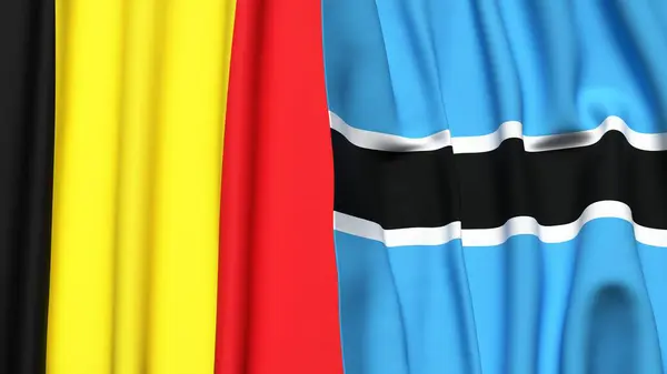 Gerçekçi kumaş dokusuna sahip Belçika ve BOTSwana bayrakları