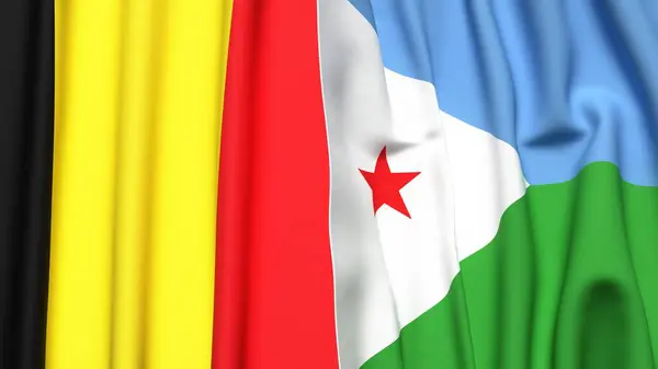 Gerçekçi kumaş dokusuna sahip Bayraklar ve DJIBOUTI