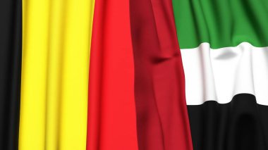 Gerçekçi kumaş desenli Belçika ve BAE bayrakları