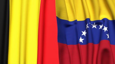 Gerçekçi kumaş dokusuna sahip Belçika ve Venezuela bayrakları