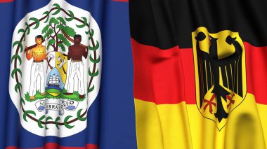 Gerçekçi kumaş dokusuna sahip BELIZE ve GERMANY bayrakları
