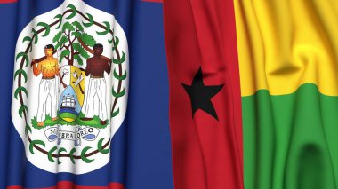 BELIZE ve GİNEA-BISSAU bayrakları gerçekçi kumaş dokusuyla
